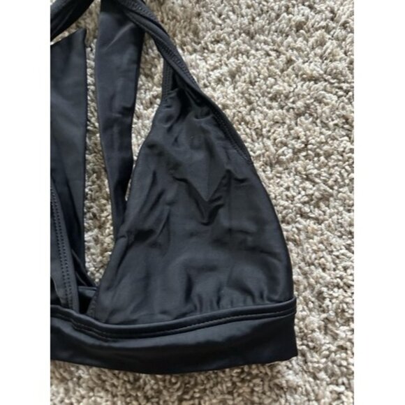 Catalina Womens Black Swim Bikini Top Size Small Solid Tie Neck and back - Picture 2 of 8